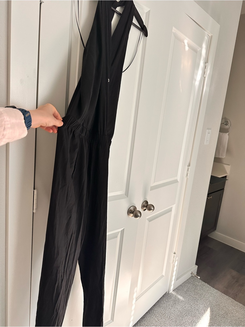 Vince Black Sleeveless V-Neck Jumpsuit